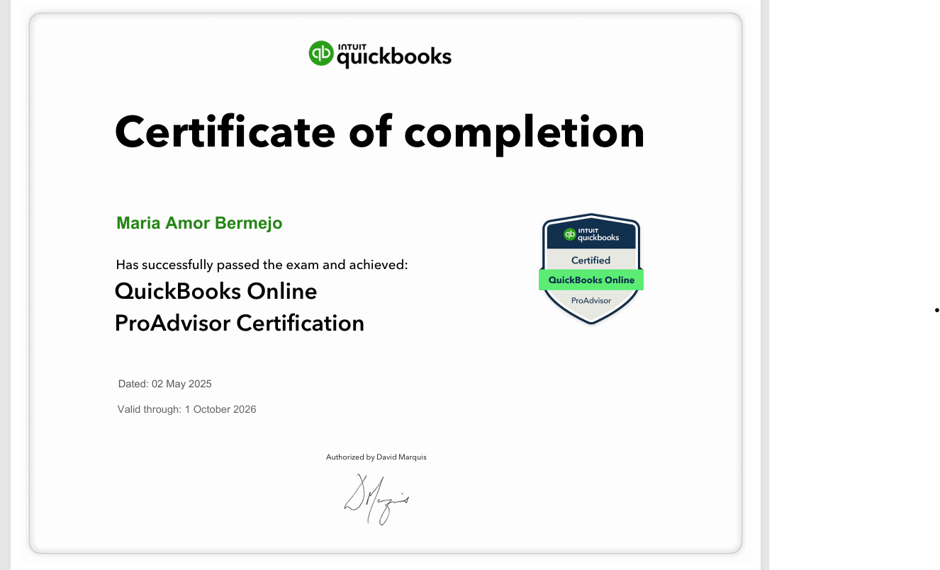 QuickBooks Online Certificate