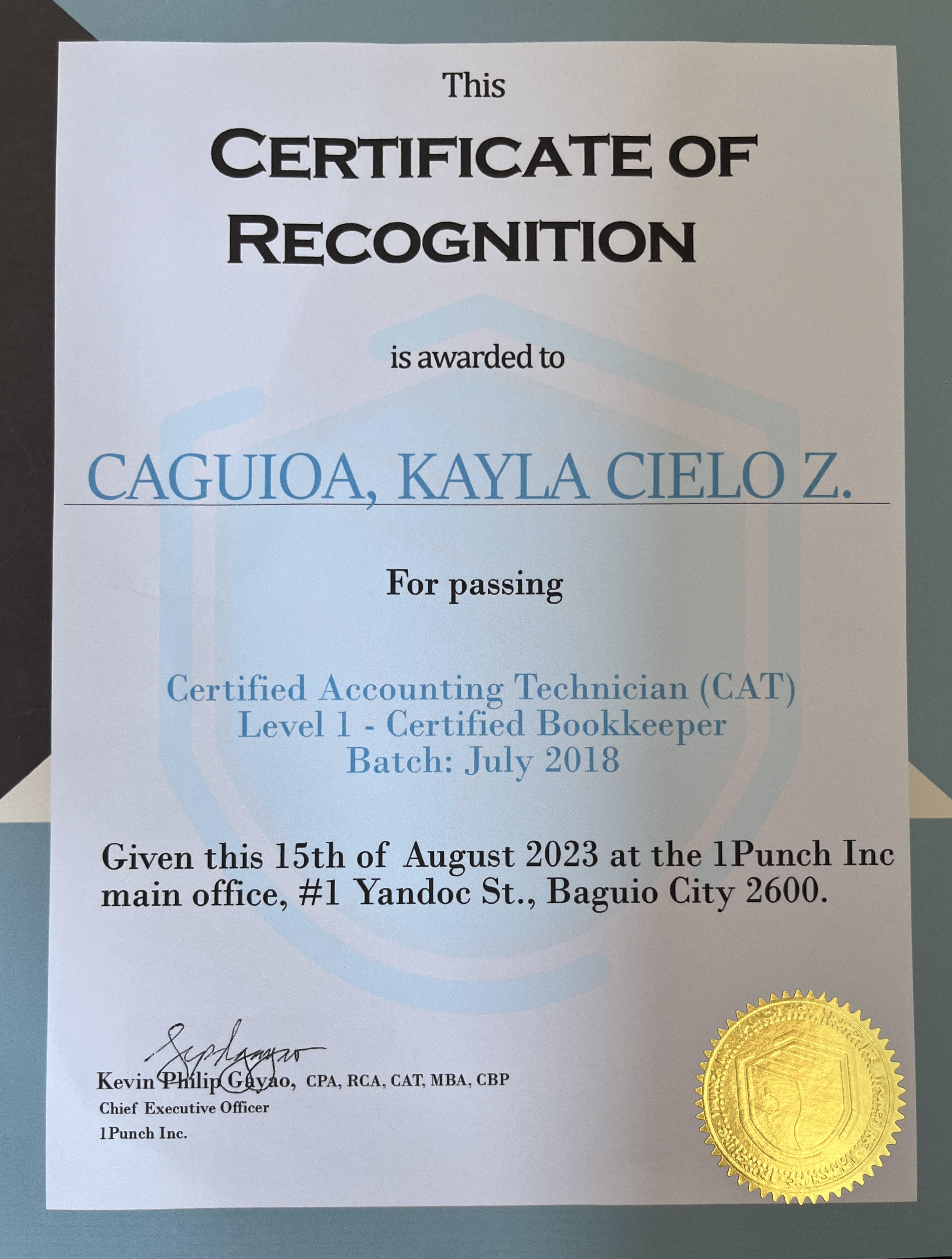 CERTIFIED BOOKKEEPER