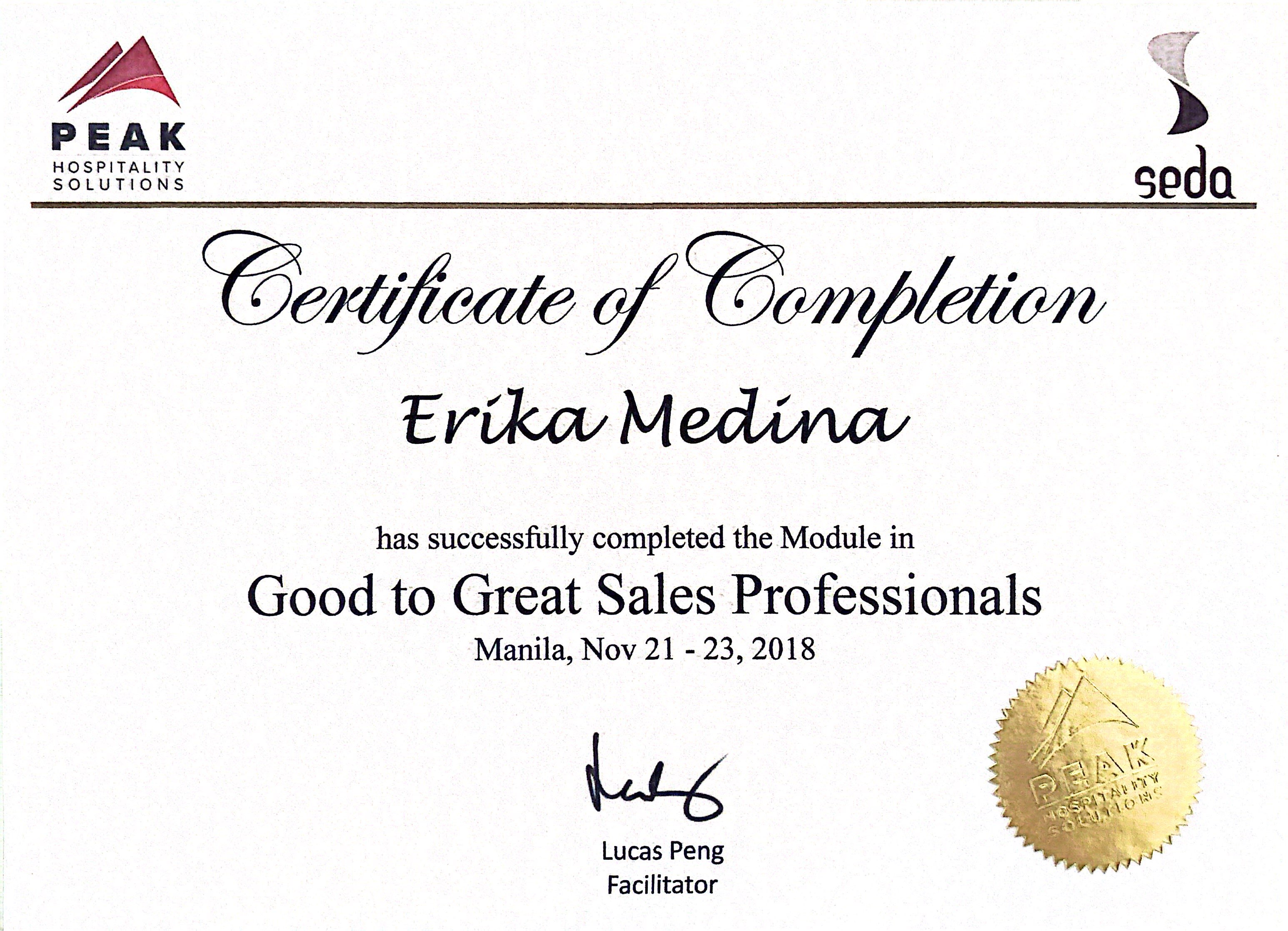 Good to Great Sales Professionals Training