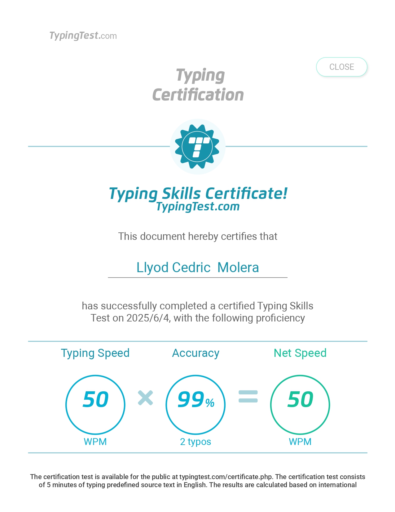Typing speed test