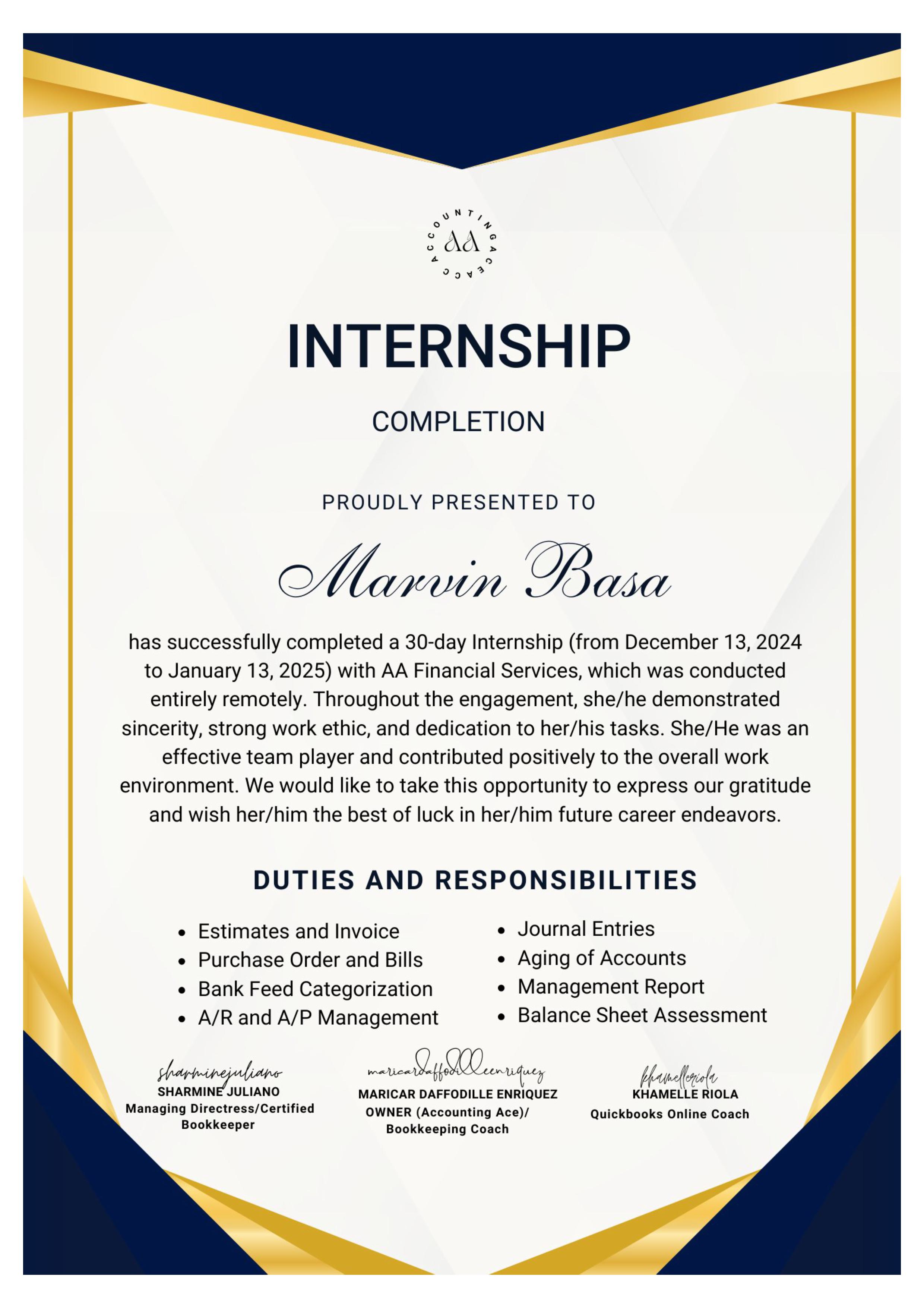 Accounting Ace - Bookkeeping Intership