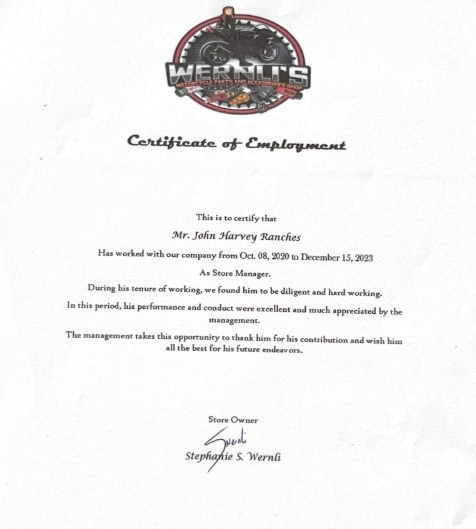 Certificate of Employment