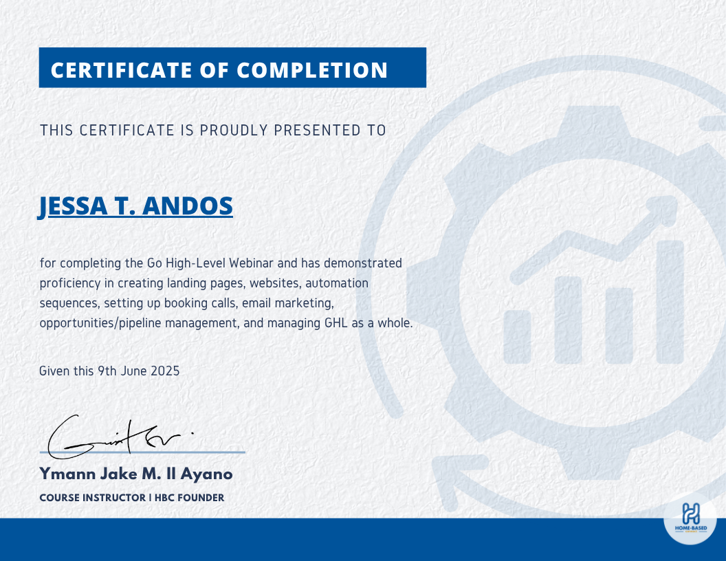 Certificate of Completion