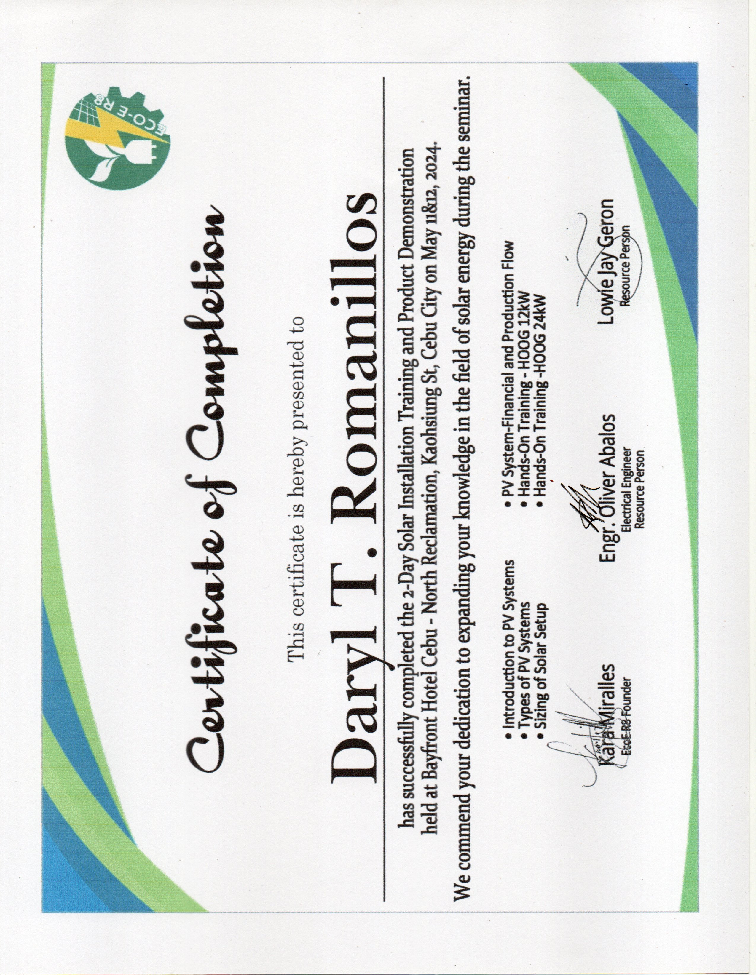 Solar Installation Training and Product Demonstration