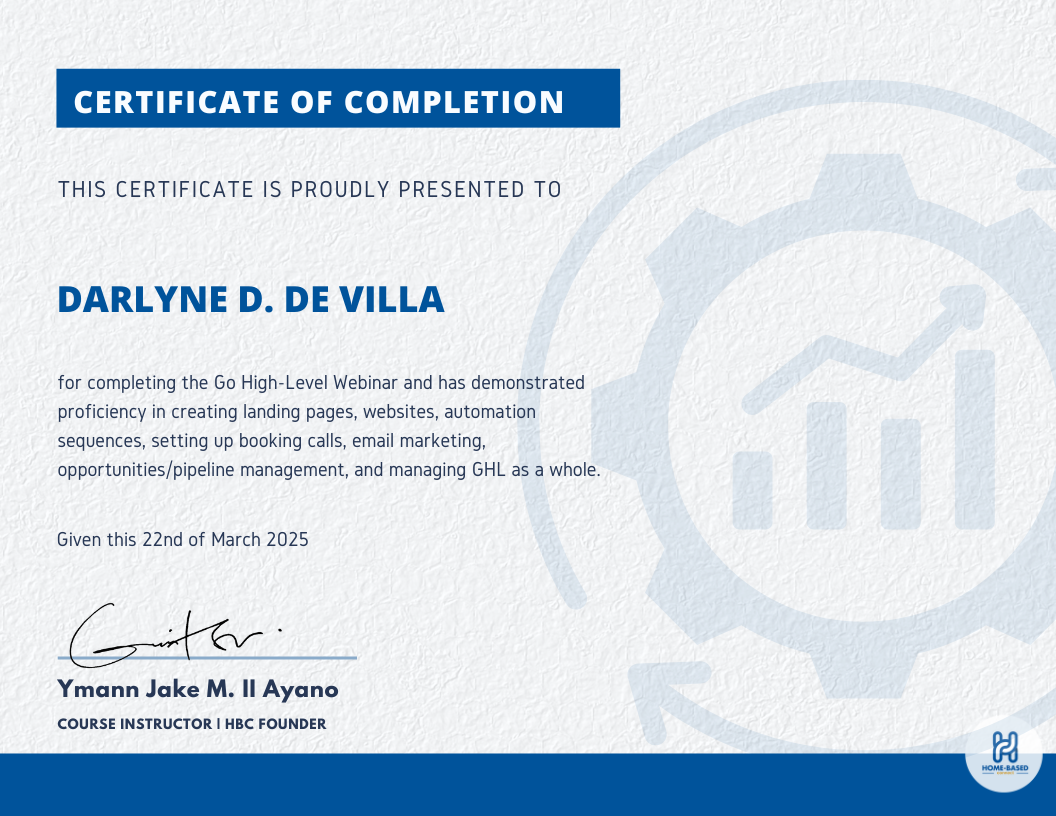 GHL Webinar Certification