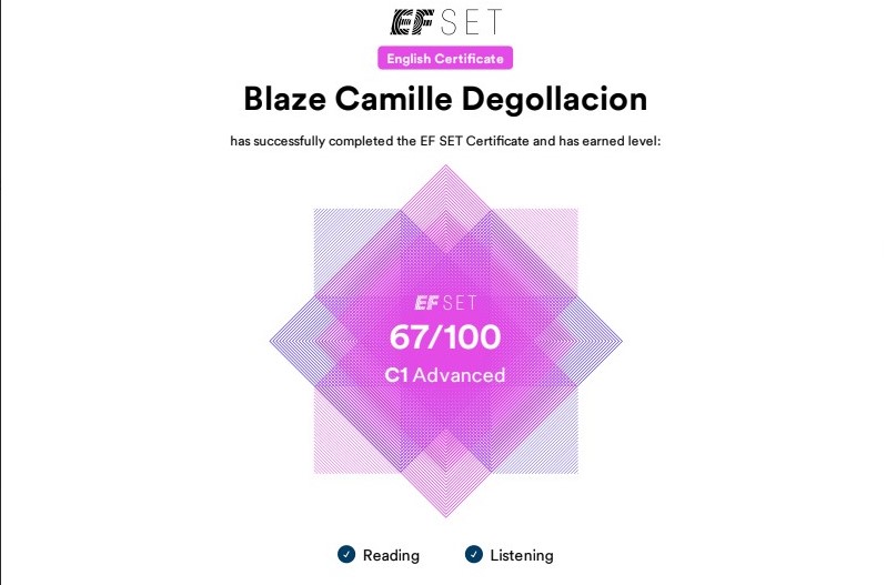 EF SET CERTIFICATE