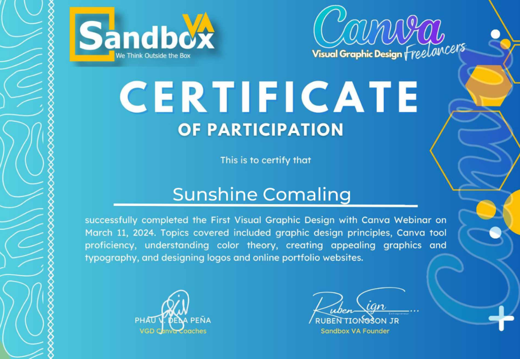 CANVA VISUAL GRAPHIC DESIGN CERTIFICATE