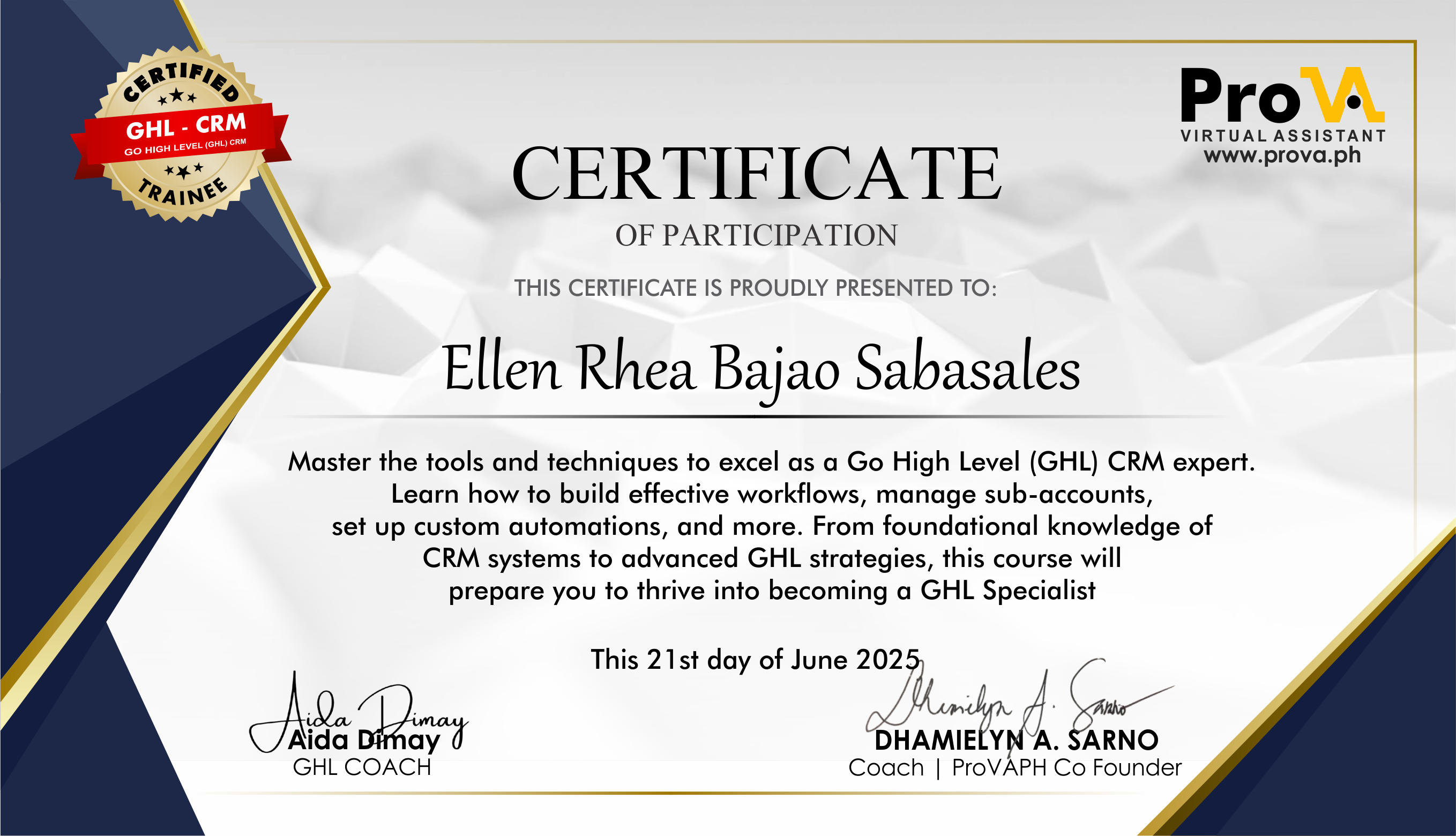 Certificate of Participation