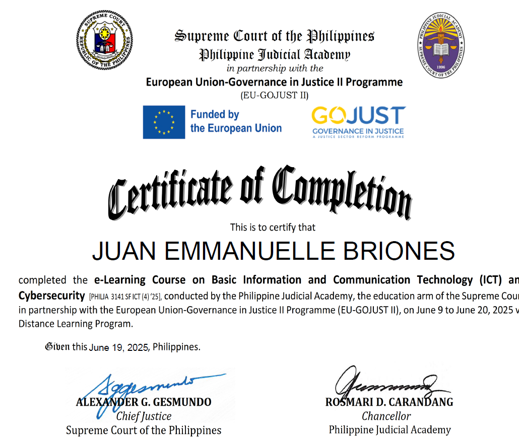 E-Learning Course on Basic ICT and Cybersecurity