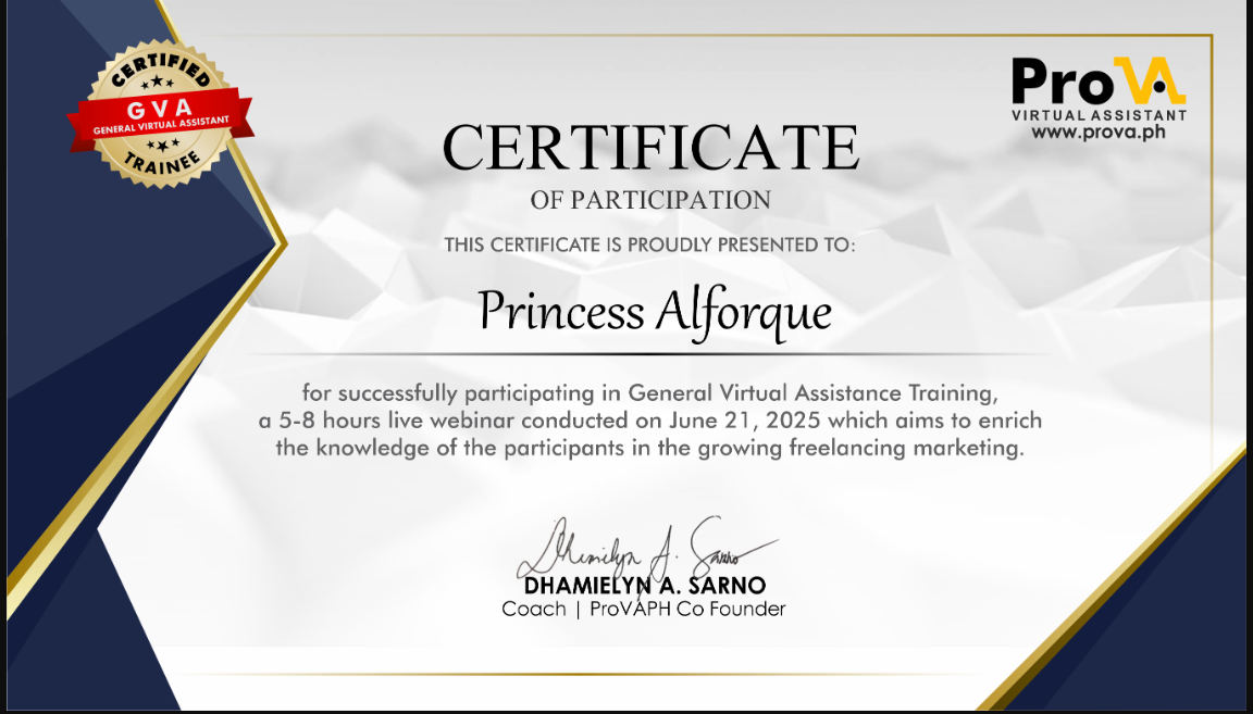 General Virtual Assistant Certificate