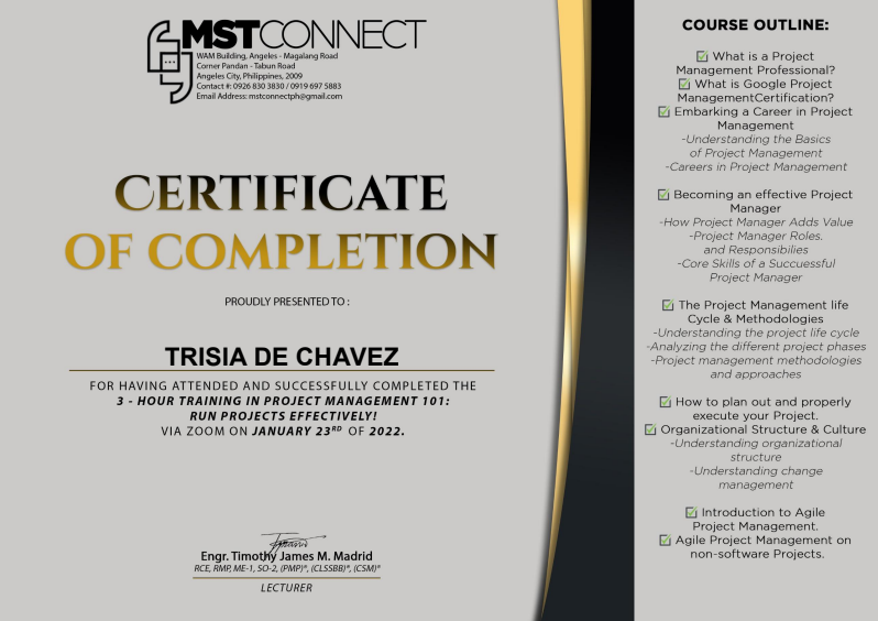 Certificate of Completion