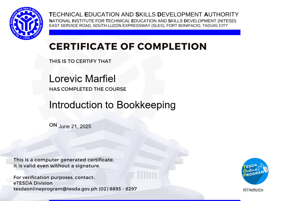 Certificate of Completion