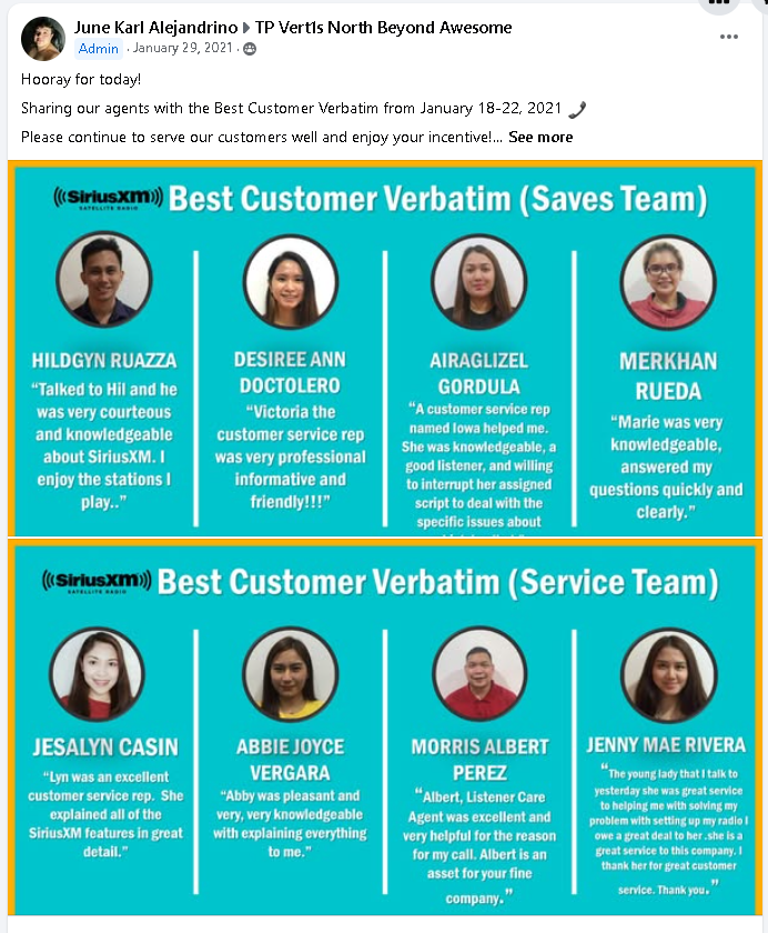 Customer Best Verbatim 2021