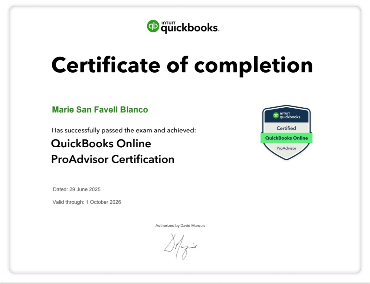 QuickBooks ProAdvisor Certitication