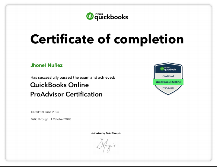 QUICKBOOKS ProAdvisor Certification