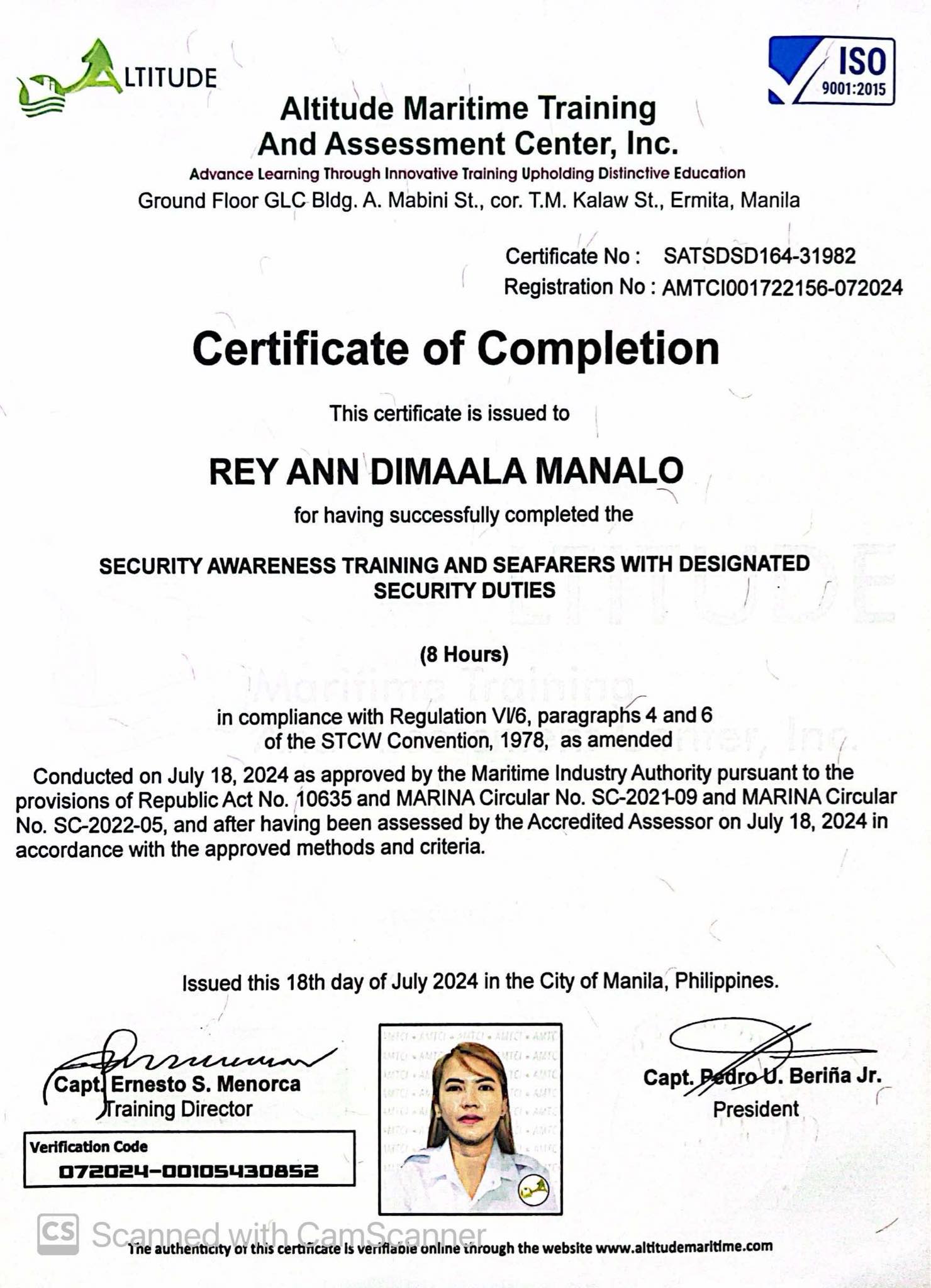 SECURITY AWARENESS TRAINING AND SEAFARERS WITH DESIGNATED SECURITY DUTIES