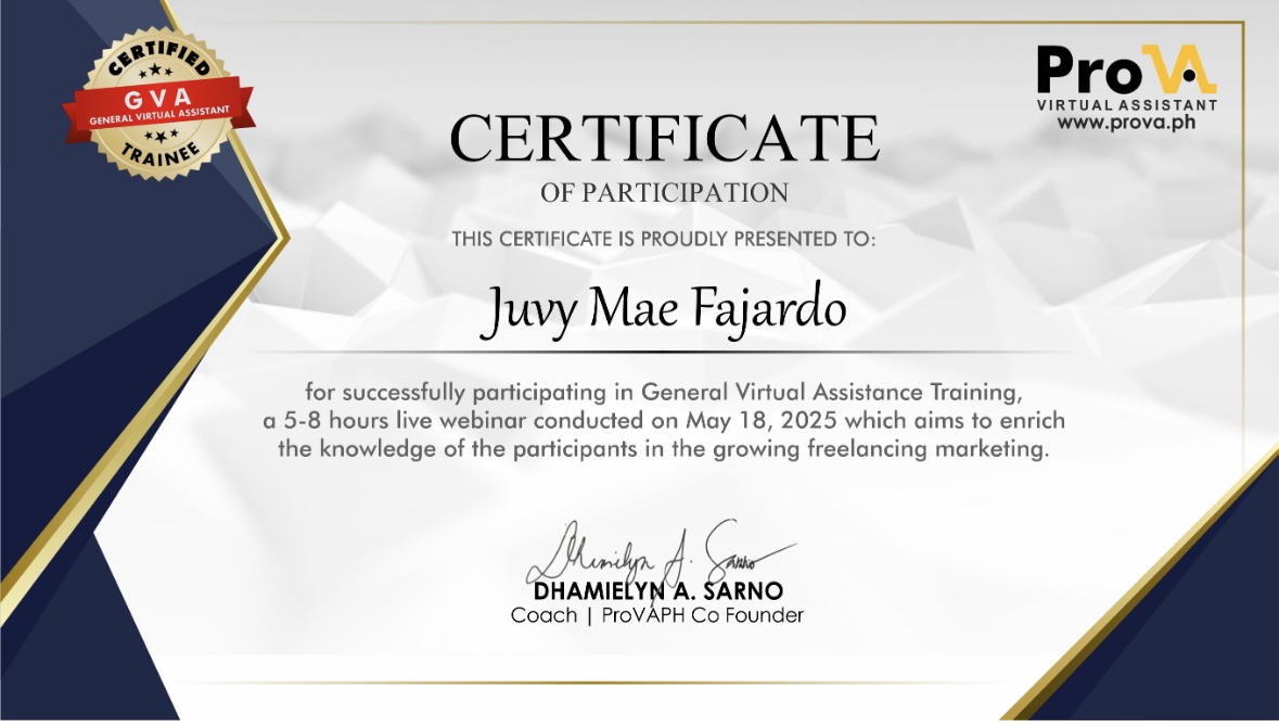 Certificate of Participation