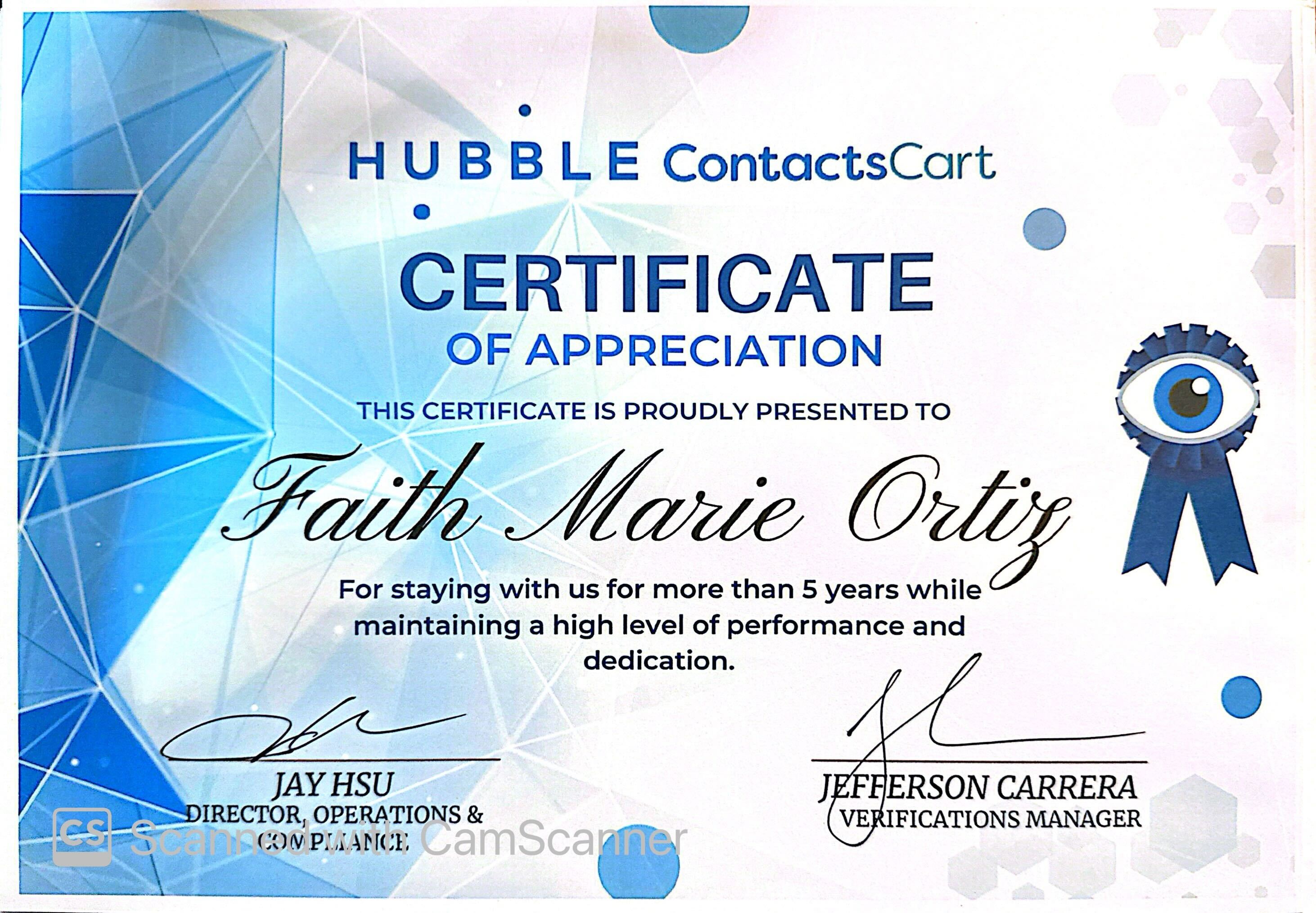 Certificate of Appreciation