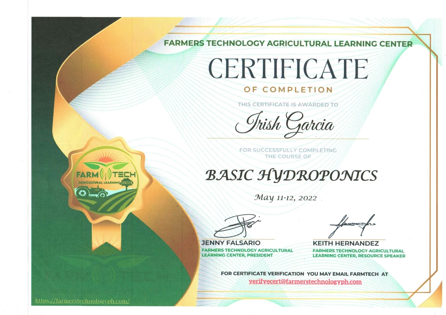 Certificate of Completion