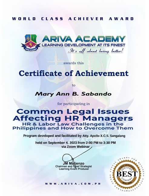 COMMON LEGAL ISSUES AFFECTING HR MANAGERRS