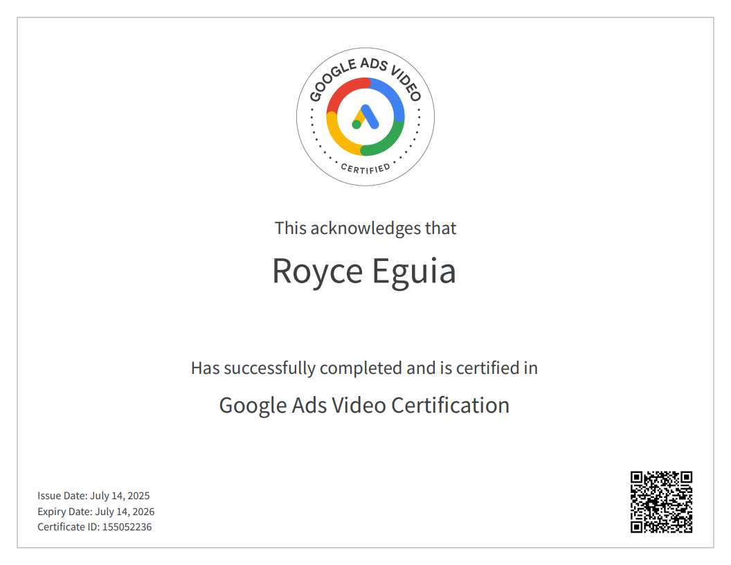 Google Ads Video Certificate