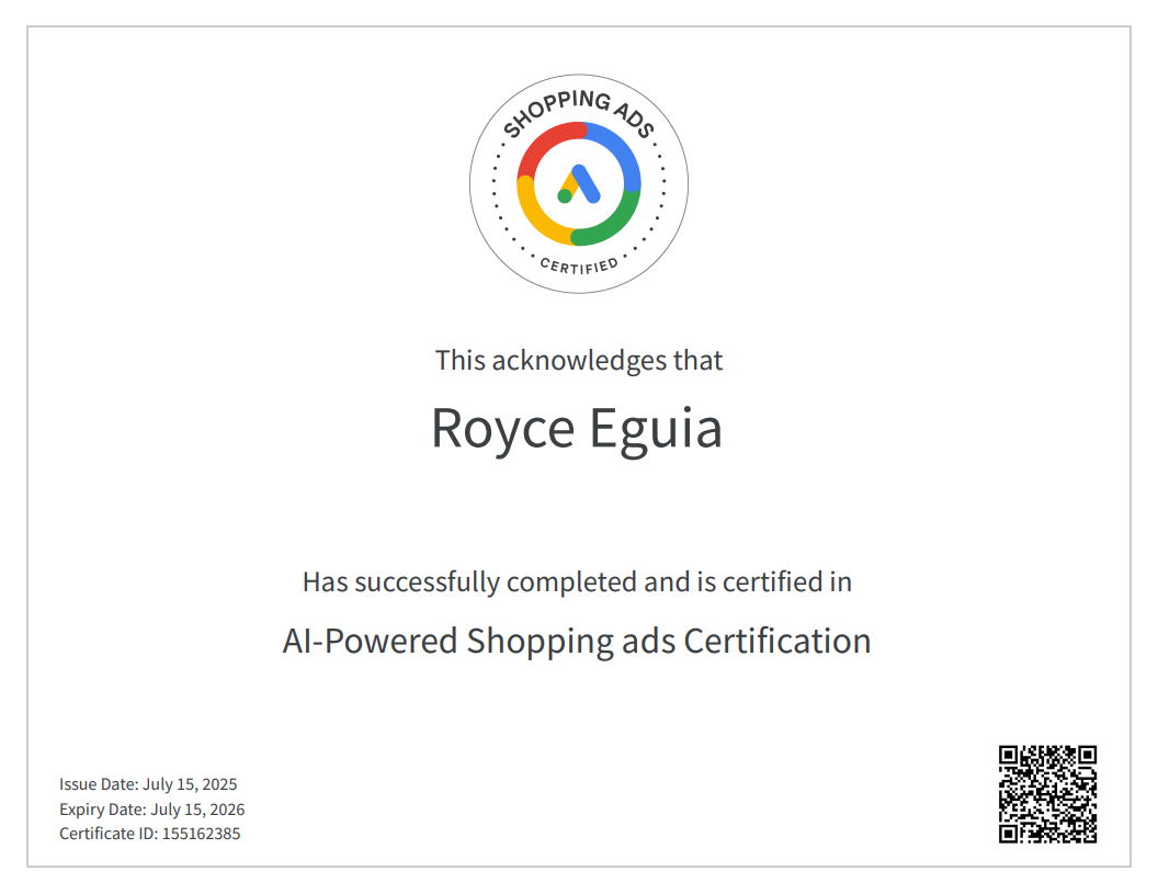 Google Ads Shopping Certificate