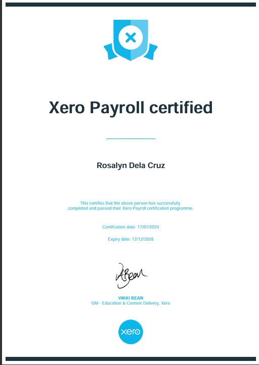 XERO PAYROLL CERTIFICATION