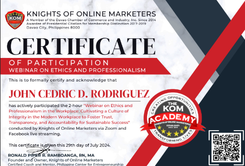 Ethics and Professionalism