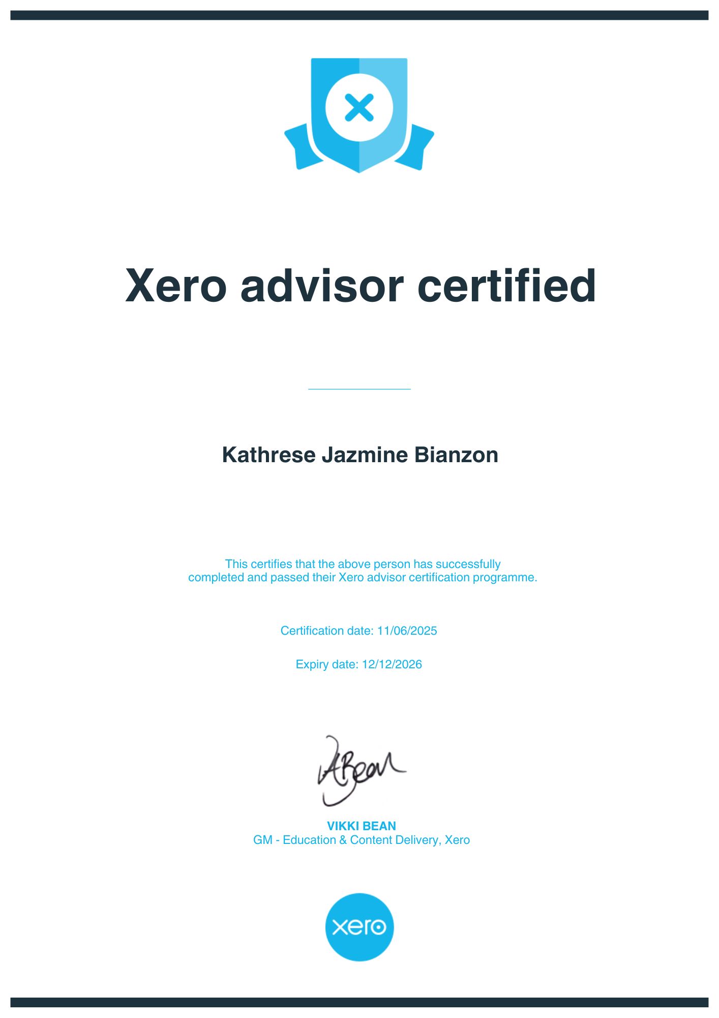 Xero Advisor Certificate