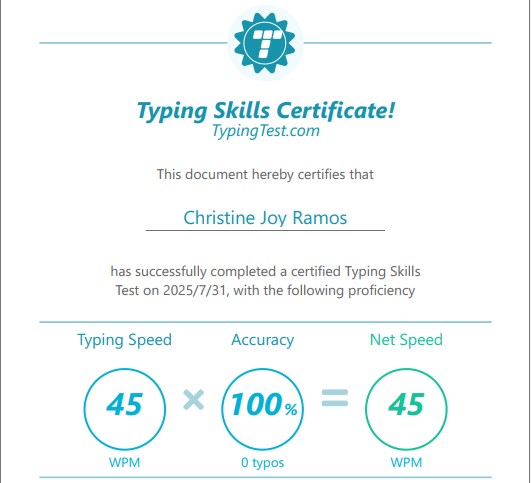 Typing Certification