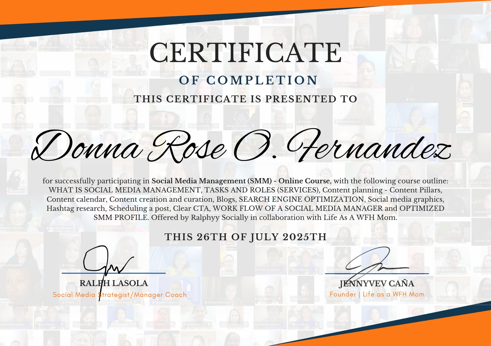 Social Media Management Training Certificate