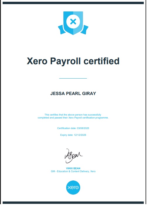 XERO PAYROLL  CERTIFIED