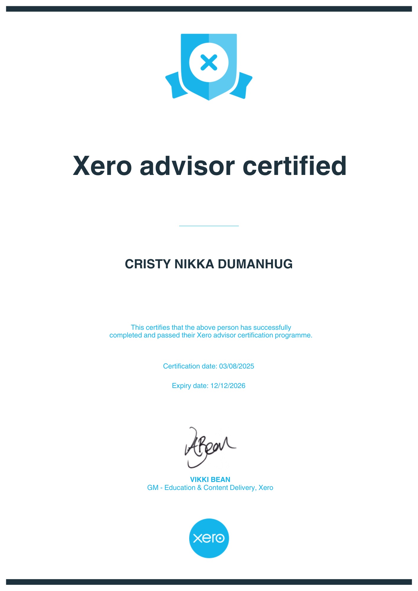 Officially certified in Xero accounting software!
