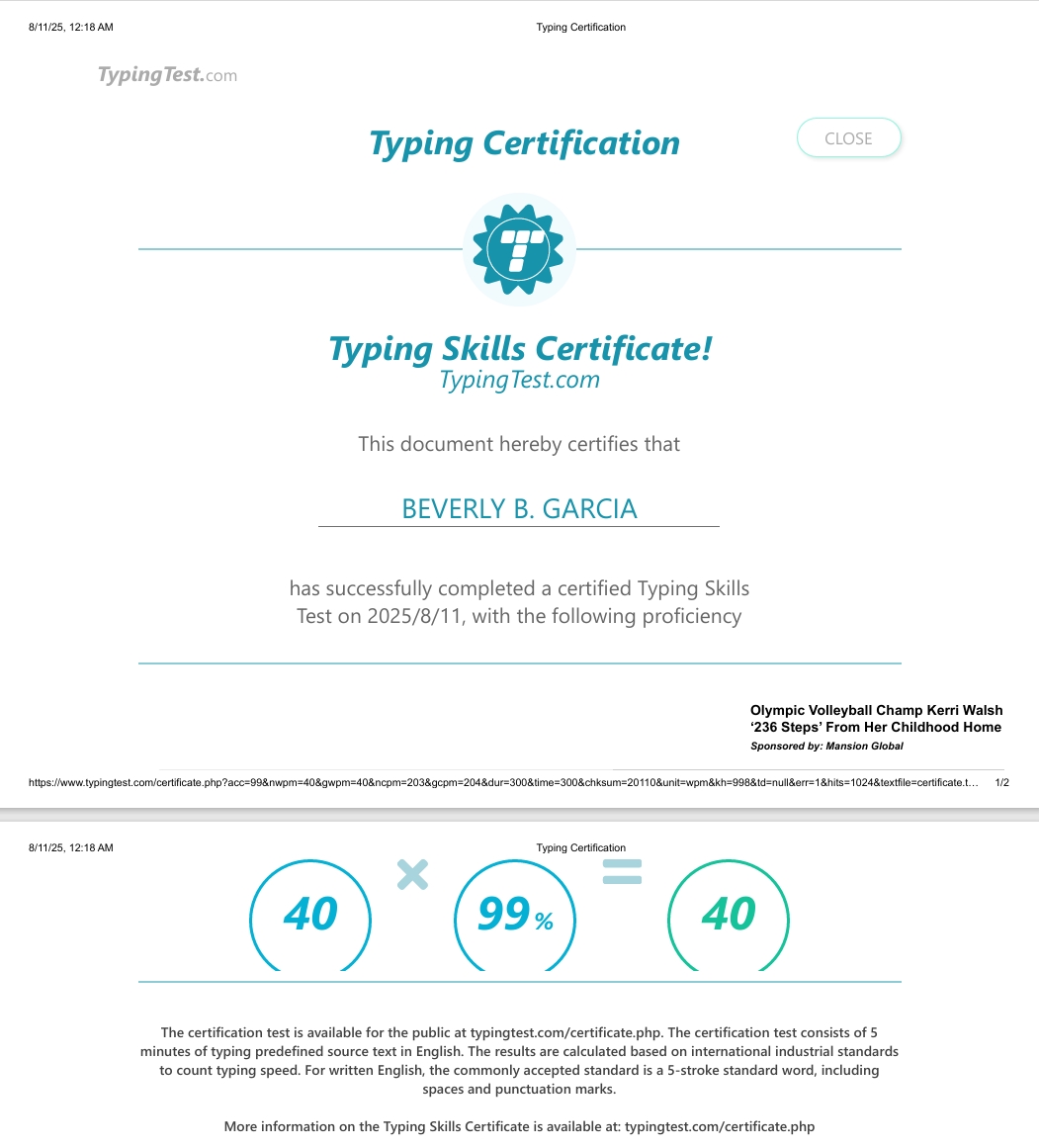 Typing  Test Certification 2025
