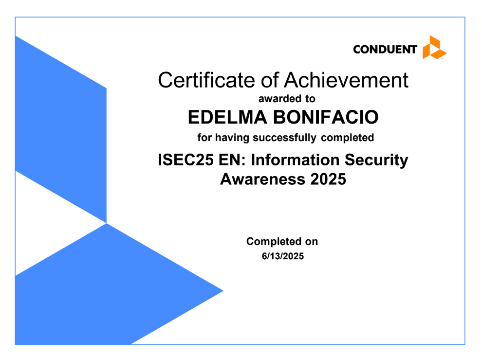 ISEC25 Certificate