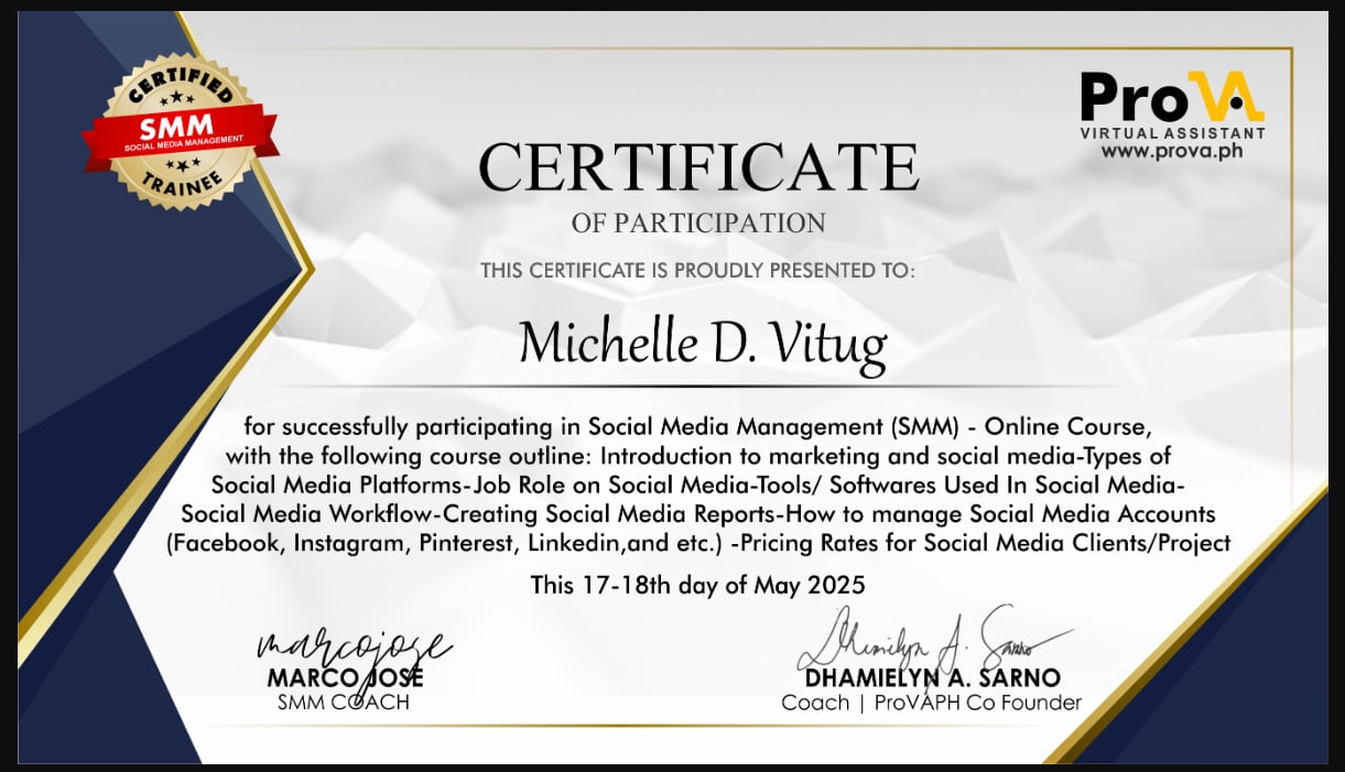 SMM Certificate