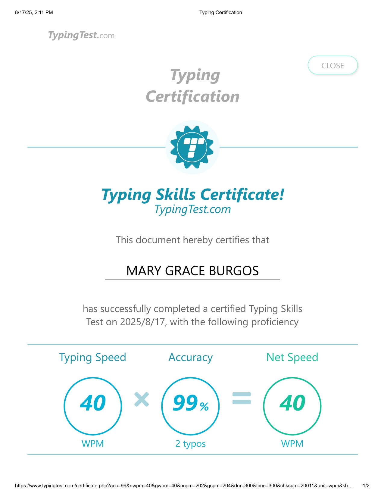Typing test