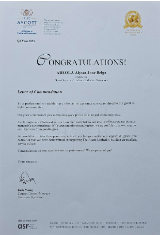 Letter of Commendation