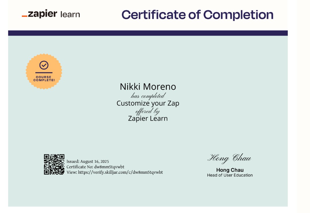 Zapier Certificate