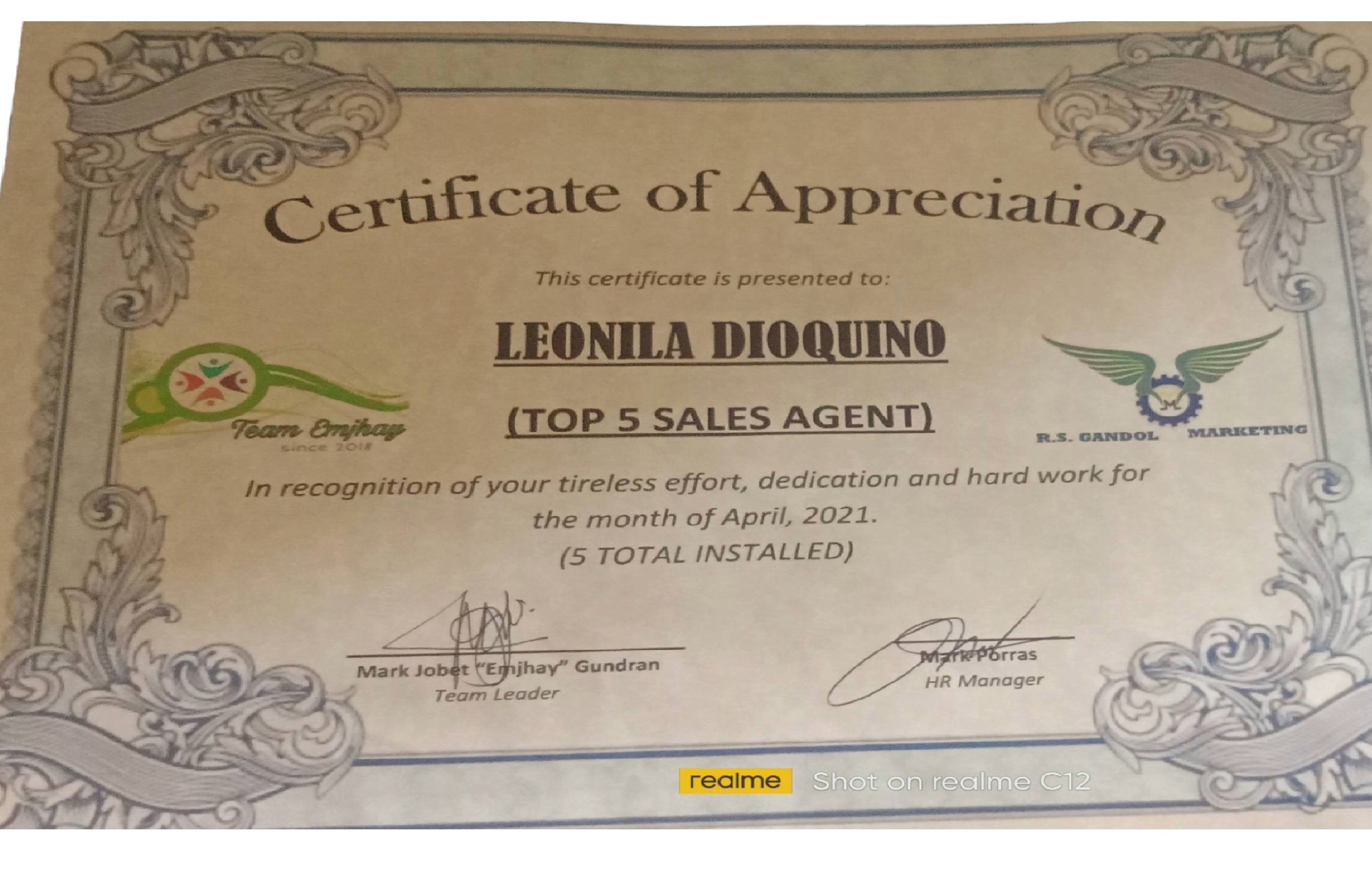 Certificate of  wifi Sales Agent
