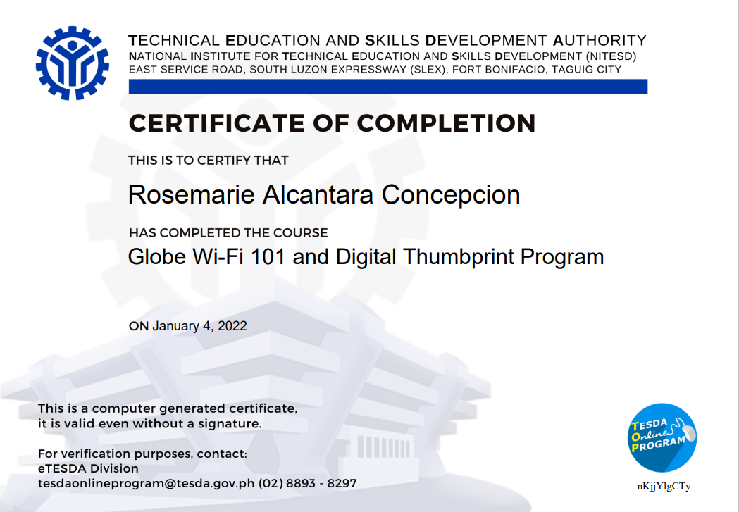 Certificate of Completion
