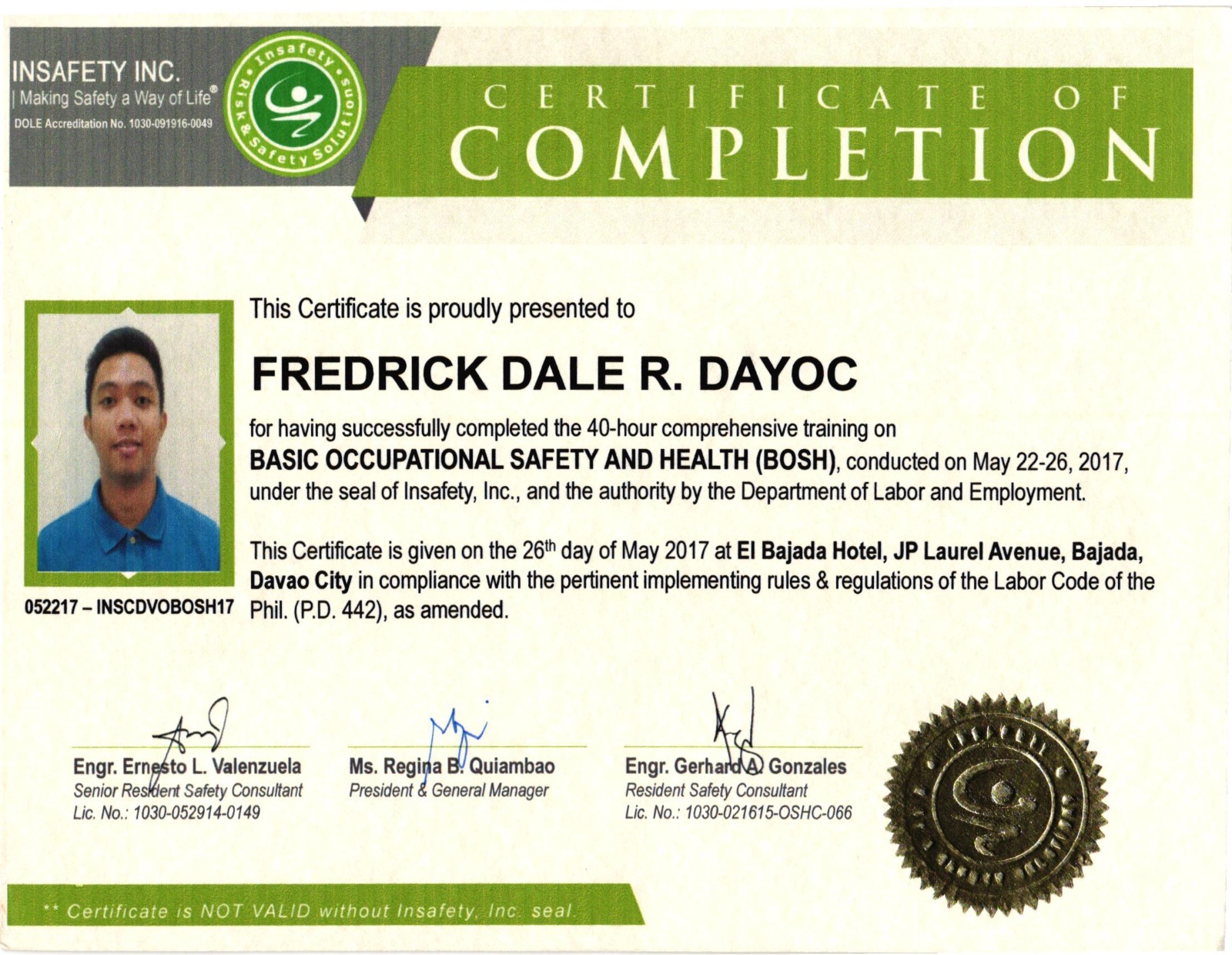 Basic Occupational Safety and Health (BOSH)