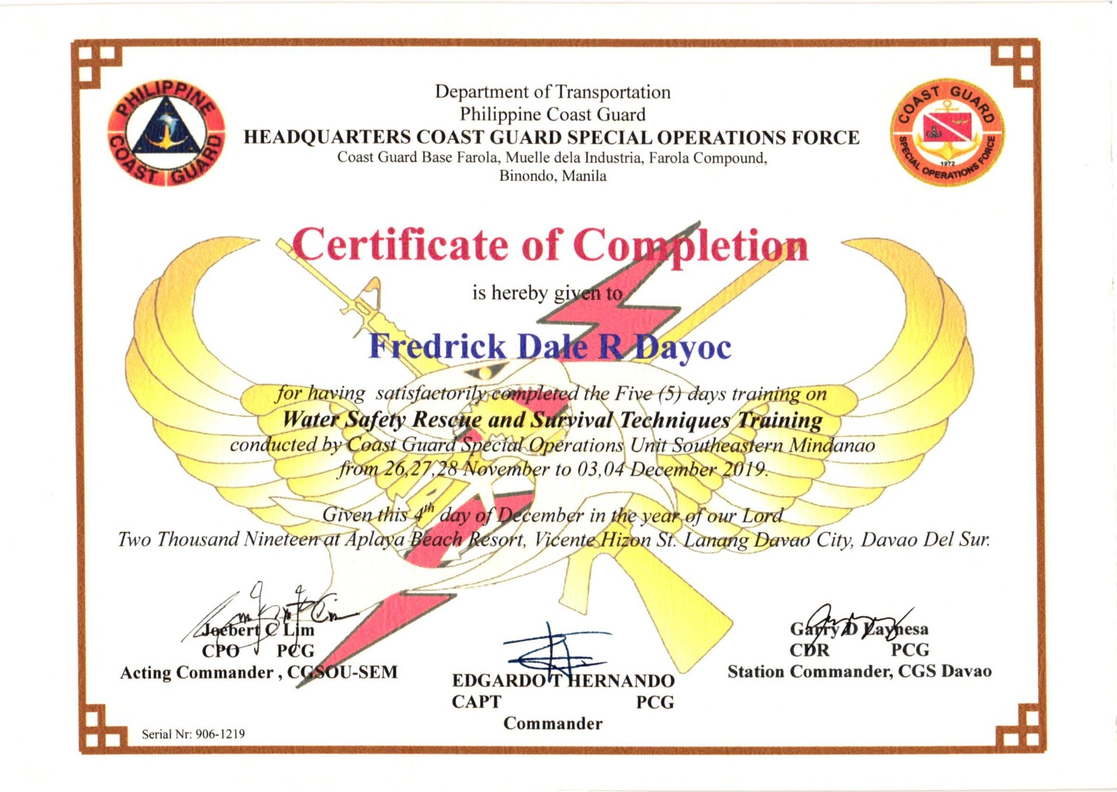 Water Search Rescue and Survival Techniques Training