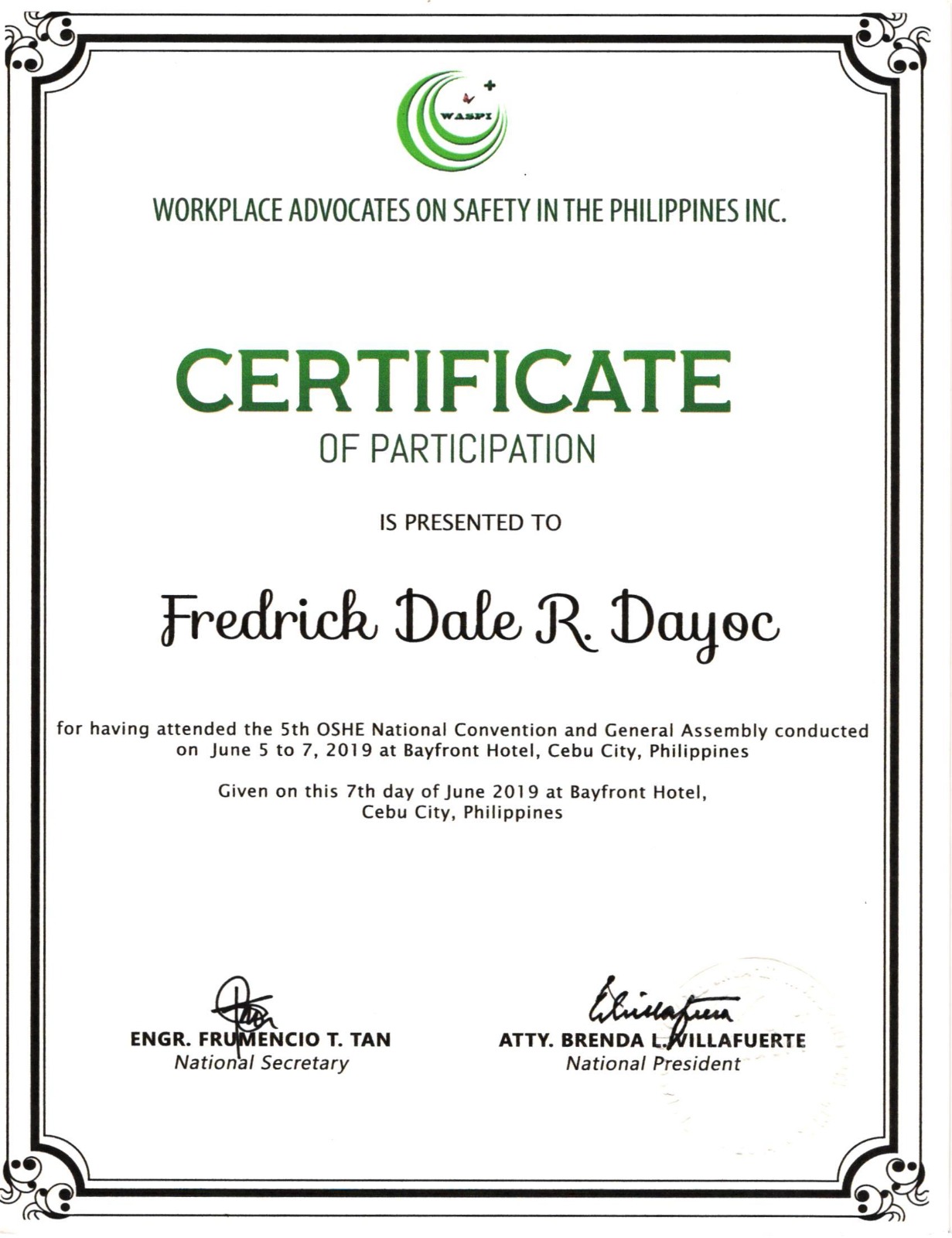 Workplace Advocates on Safety in the Philippines INC