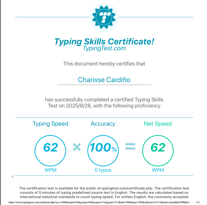 Typing Certification