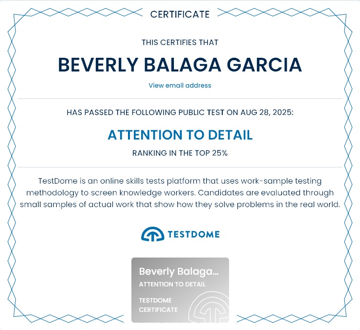 ATTENTION TO DETAIL CERTIFICATION