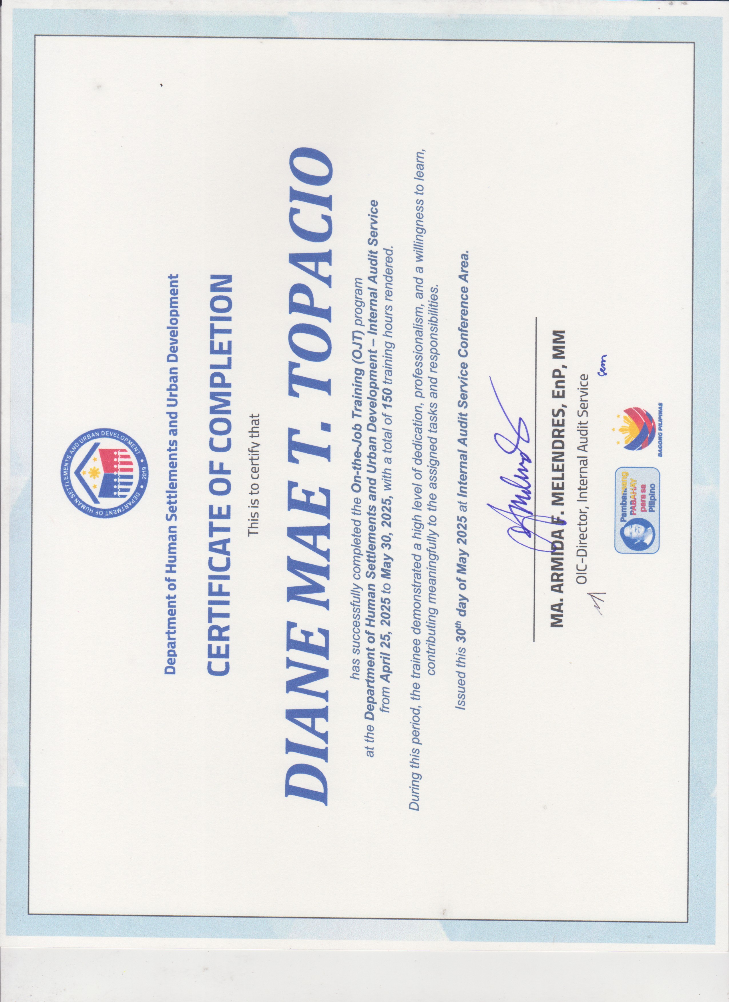 DHSUD Certificate