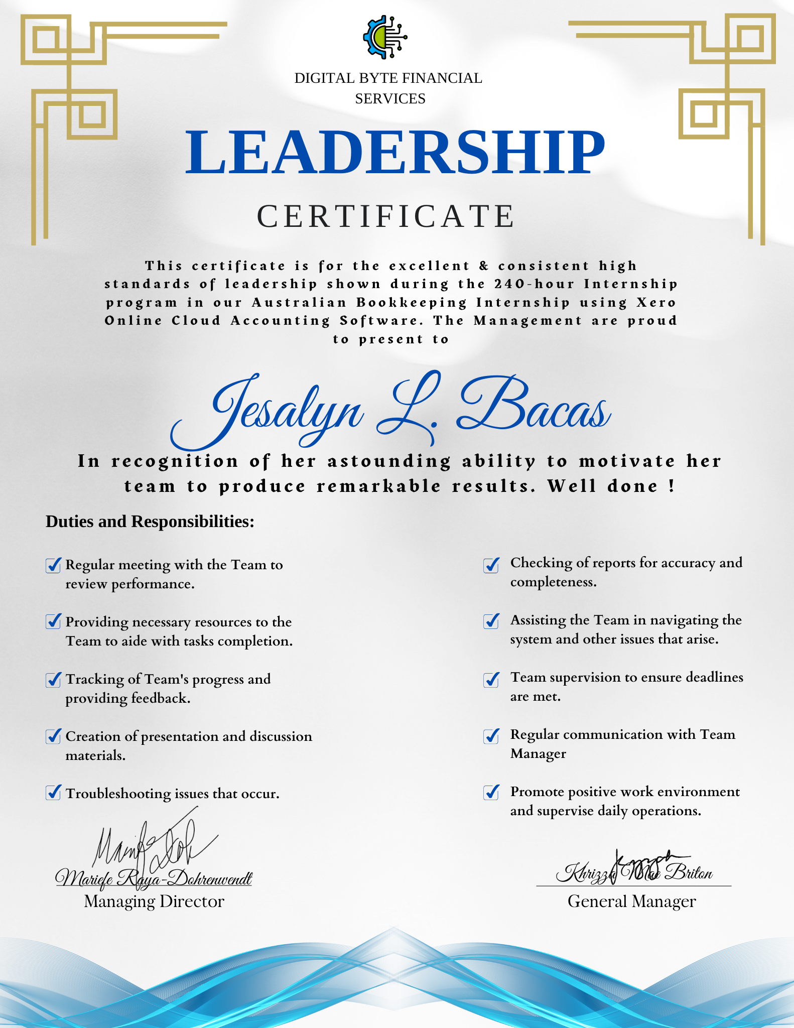 XERO INTERNSHIP - TEAM LEADER