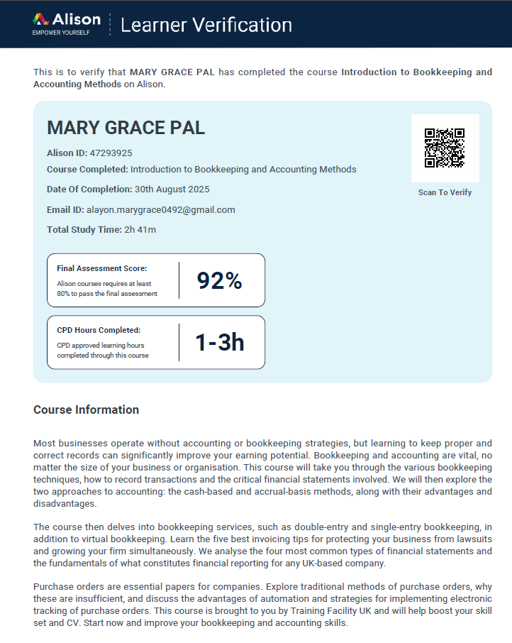 BOOKKEEPING and ACCOUNTING METHODS