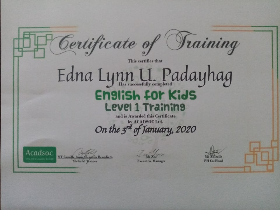 English for Kids Level 1 Training